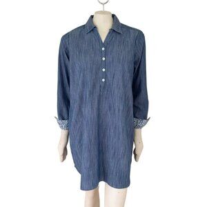 NEW OLD RANCH BRANDS Presley Organic Cotton Popover Shirtdress in Blue SZ L